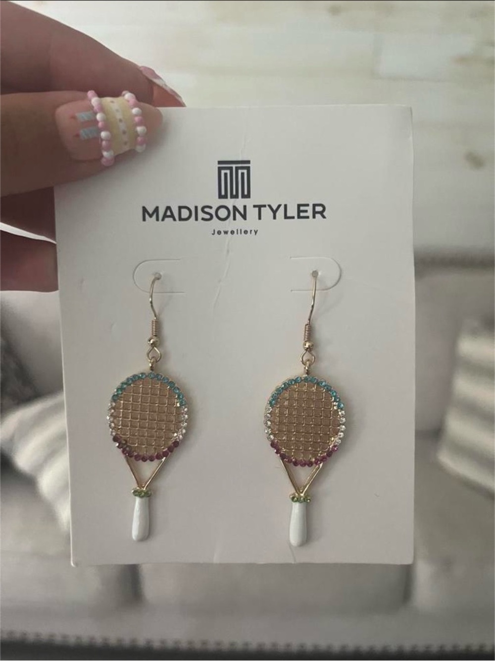 Tennis Racket Earrings - Picture 2 of 2
